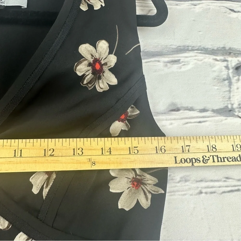 Zac Posen Womens Floral Chiffon Layered VNeck Dress Black Size 0 Sleeveless - Picture 14 of 15